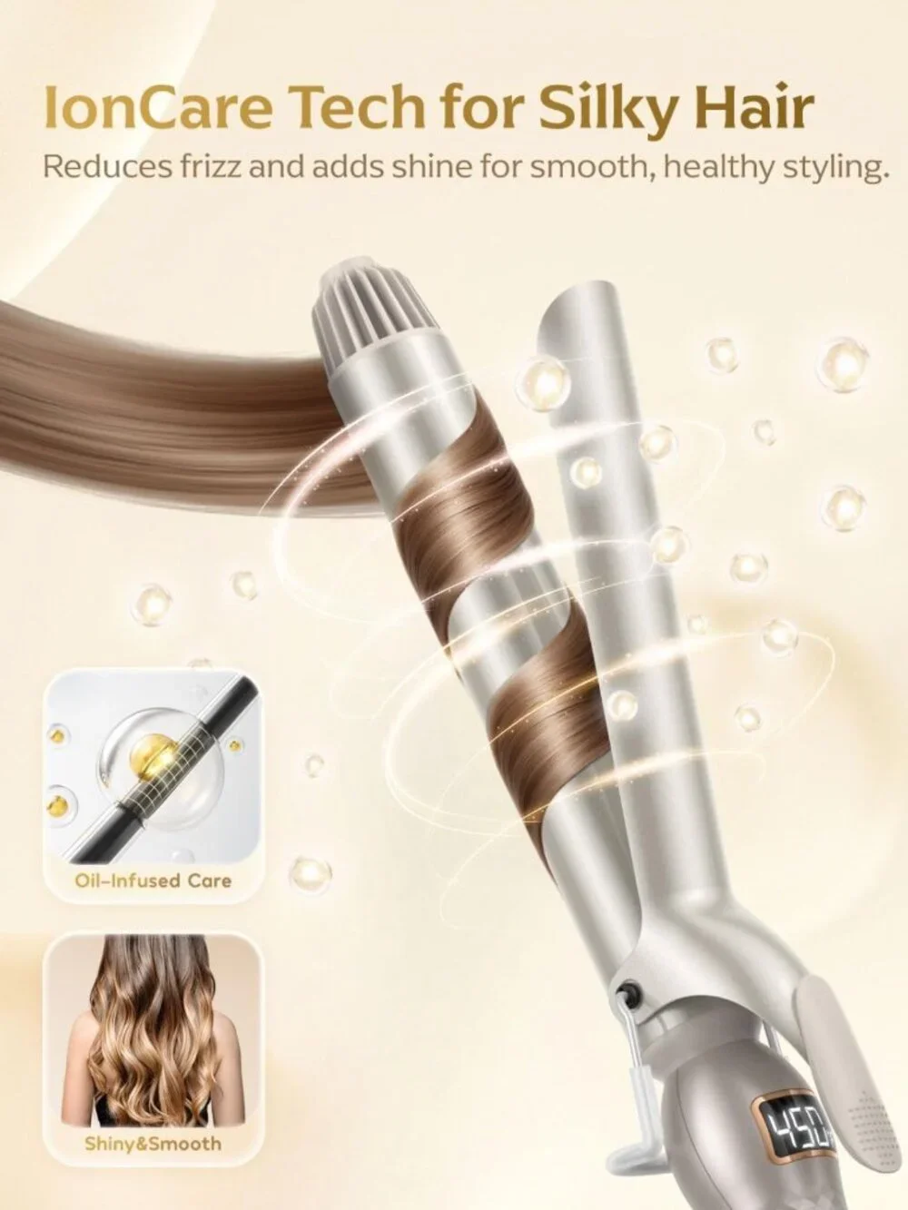 1.25 Inch Ceramic Curling Iron - Loose Curls, Dual Voltage, Perfect for Medium
